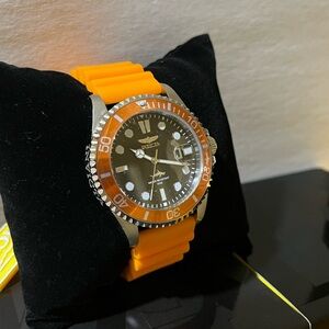 Invicta Silver and Orange Dive Watch